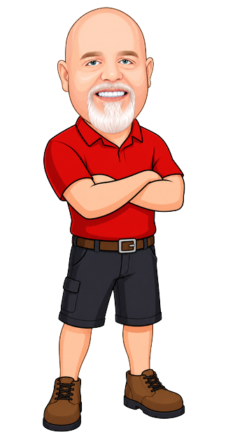Simplified cartoon team avatar for Michael at 1st Choice Roofing in a red company-style uniform.